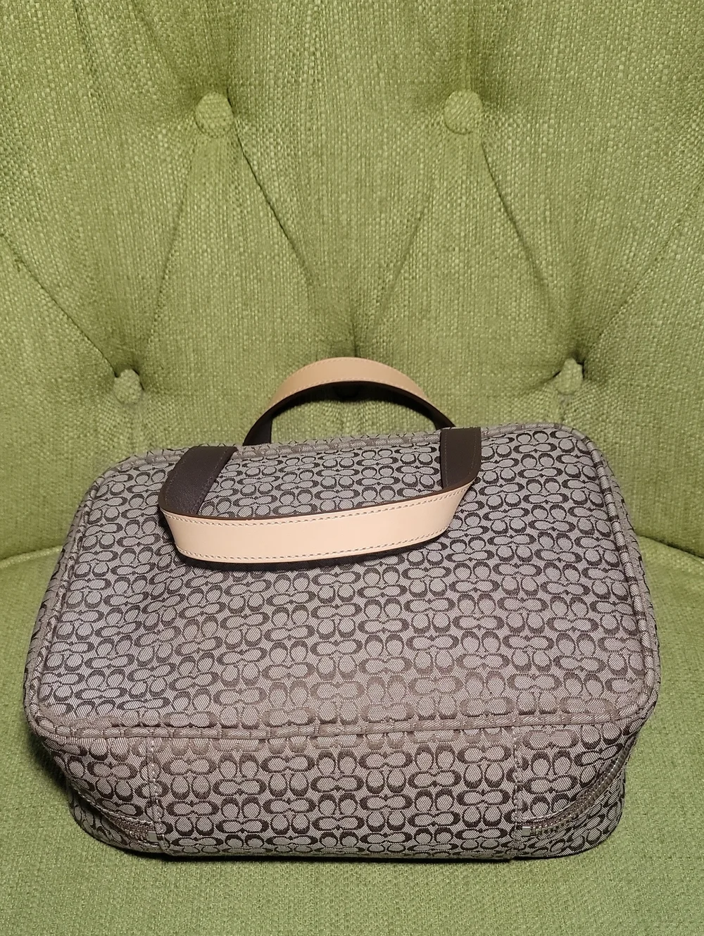 Coach Y2K Signature Cosmetic Large Bag Taupe and Tan
